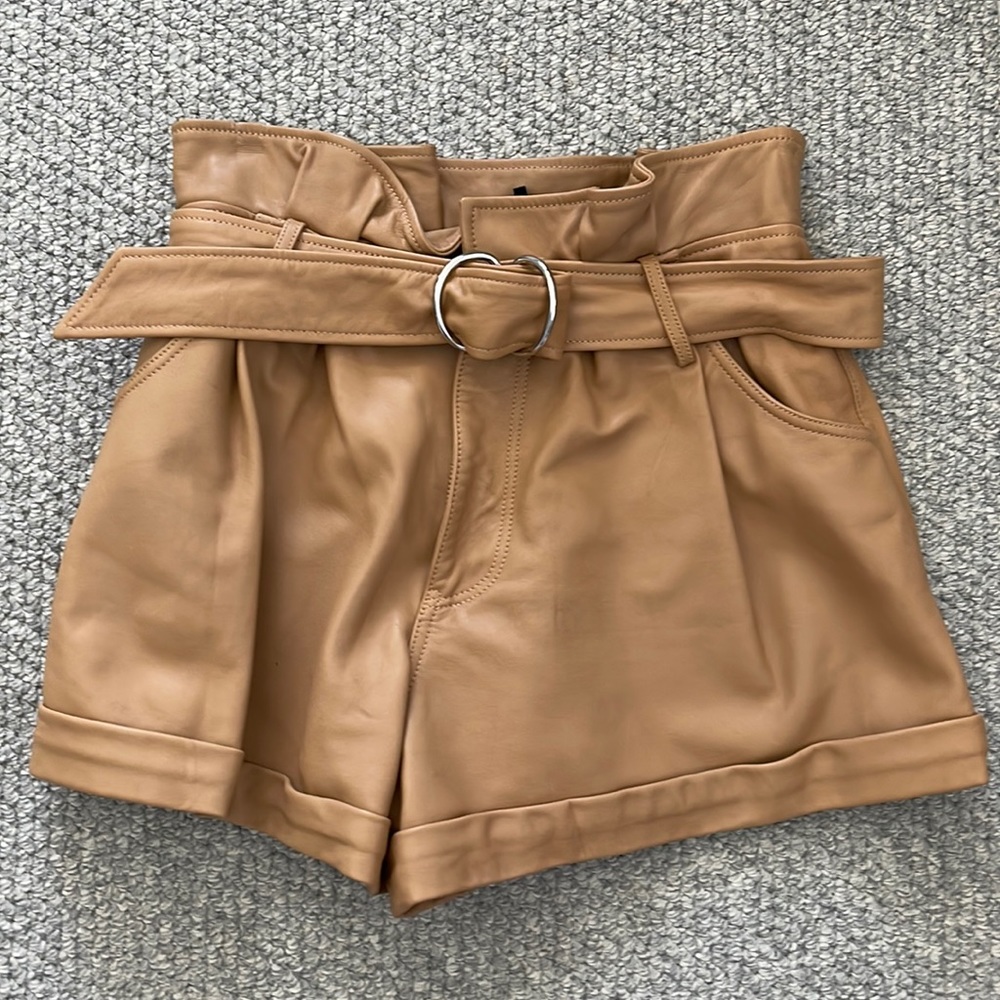 Marissa Webb paper bag leather shorts size 4